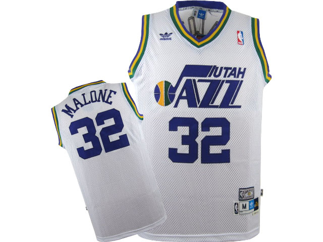  NBA Utah Jazz 32 Karl Malone Throwback Swingman White jersey